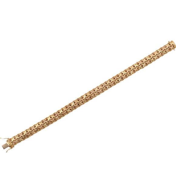 Hirsh Chitrik 14k Yellow Gold Sandblast Texture Woven Pattern Link Bracelet 7.25 - Picture 6 of 7